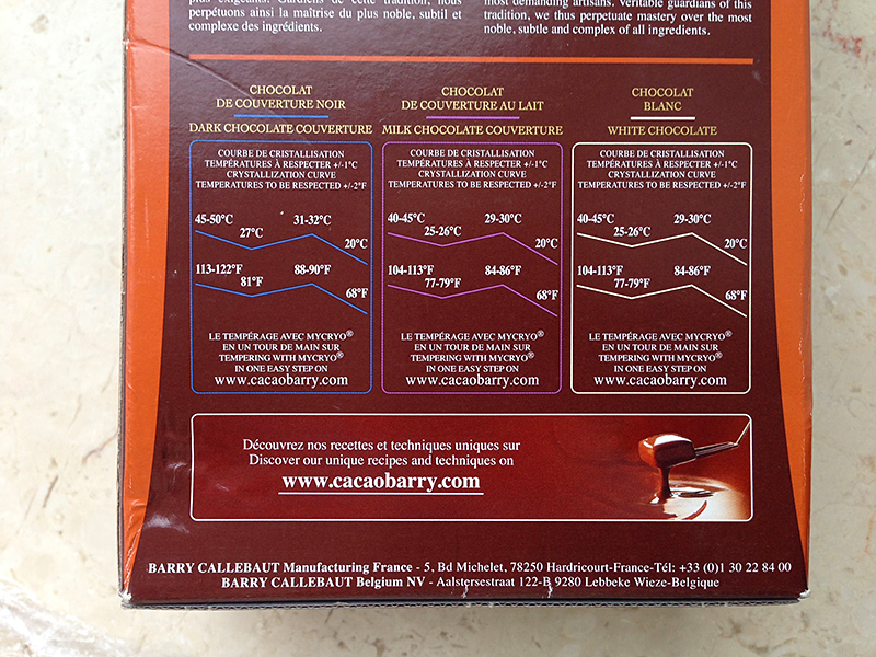 График температур на упаковке шоколада